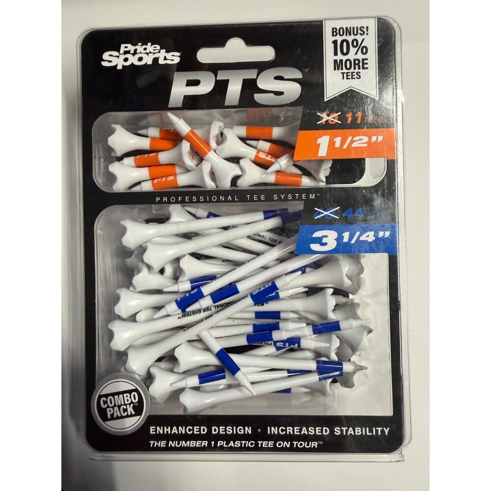 Pride Professional Tee System Evolution Plastic Golf Tees Combo PK NEW 55PCS